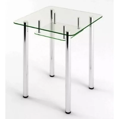 Glass dining table D-02-3 with tempered glass and chrome legs